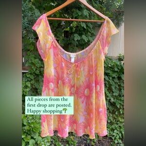 Vintage floral lingerie/negligee - size L